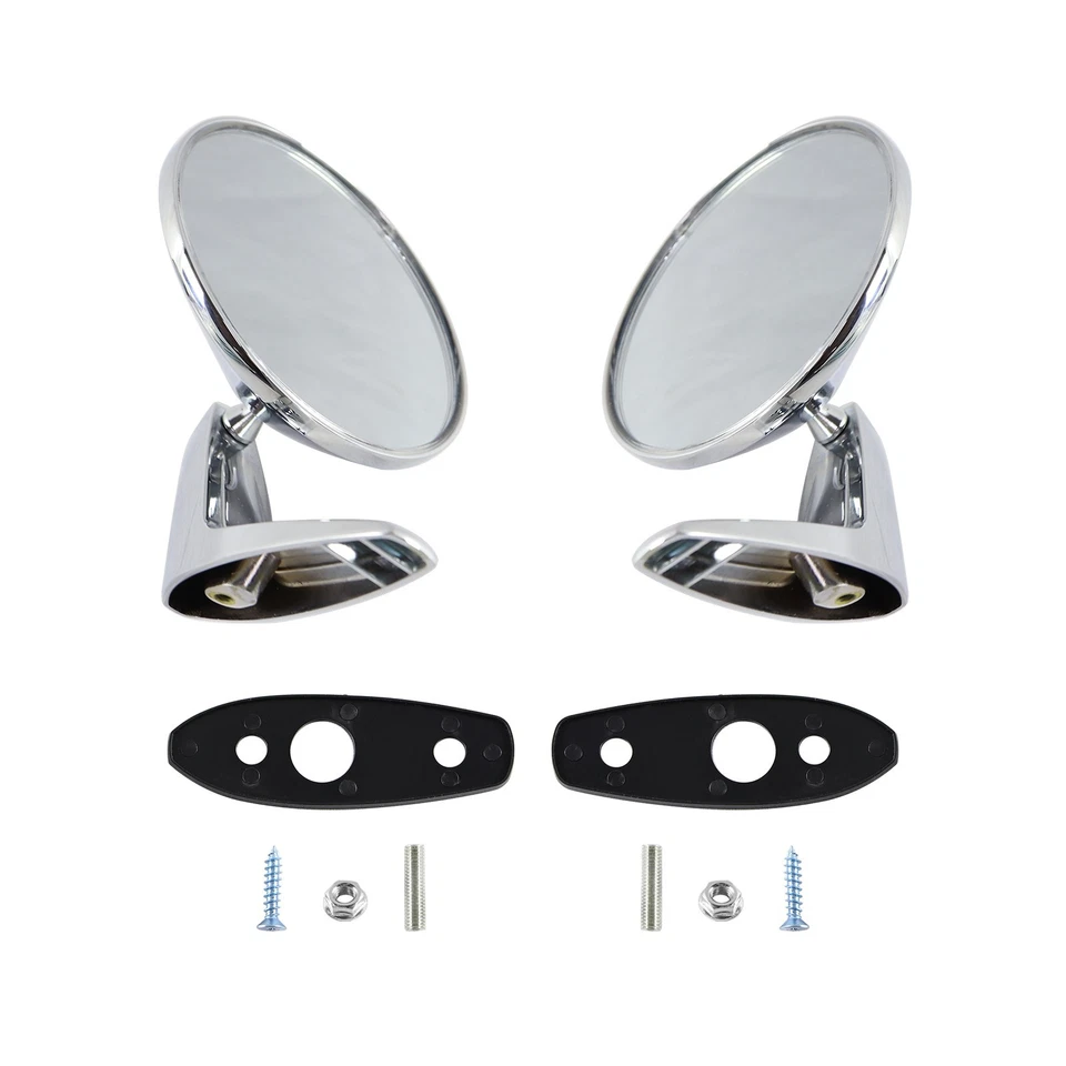 Pair(2) Chrome Door Mirrors Outside Exterior Rearview For 66-75 Dodge Plymouth Foto 3 de 3