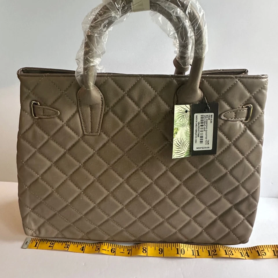 Bolso de Mano Grande Badgley Mischka Acolchado Taupe Nuevo con Etiquetas Foto 3 de 4