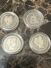 Silver barber and seated liberty quarter lot 4 90% 1877, 1893, 1899, 1916