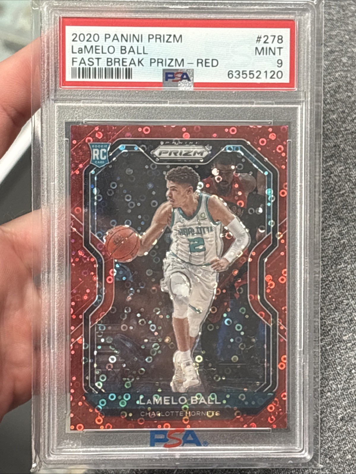 2020-21 Panini Prizm LaMelo Ball #278 RC Rookie Red Fast Break /125 Psa 9
