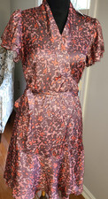 NWT JoFlower Jessica Brown Pink Retro Wrap Dress Sz Sm ($188) Prairie Cottage