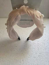 Elegant Pearl Knotted Headband   Satin Champagne Pink Hair Accessory
