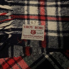 Vintage Troy Leisure Red ,Blue ,White Plaid Wool Throw Blanket Made in USA