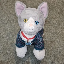 Build A Bear Gray Plush Promise Pets Kitty Cat 12" Yellow  Blue Eyes Meow Sound