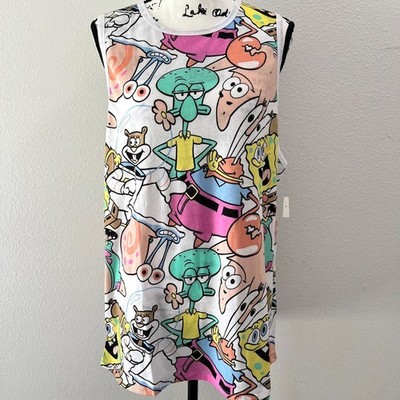 Spongebob Patrick Squidward (XL) All Over Print Tank Gary Sandy Nickelodeon NWT