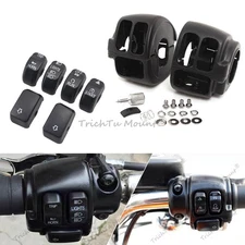 For Harley Dyna Street Bob Hand Control Switch Housing +6pcs Button Cover Cap US