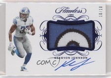 2019 Panini Flawless Sapphire 10/10 Kerryon Johnson #PA-KJ Patch Auto 6fs