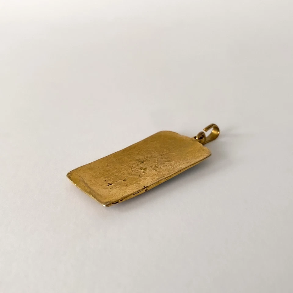 Blue Enamelled Gold-Plated Bronze Pendant, Cavalier With Flag - 1950s - Image 4 of 4