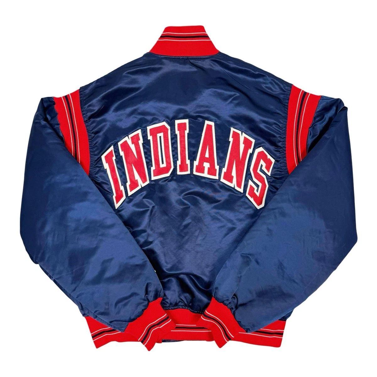 90’s Cleveland Indians Navy Blue Satin Jacket - LA Jacket