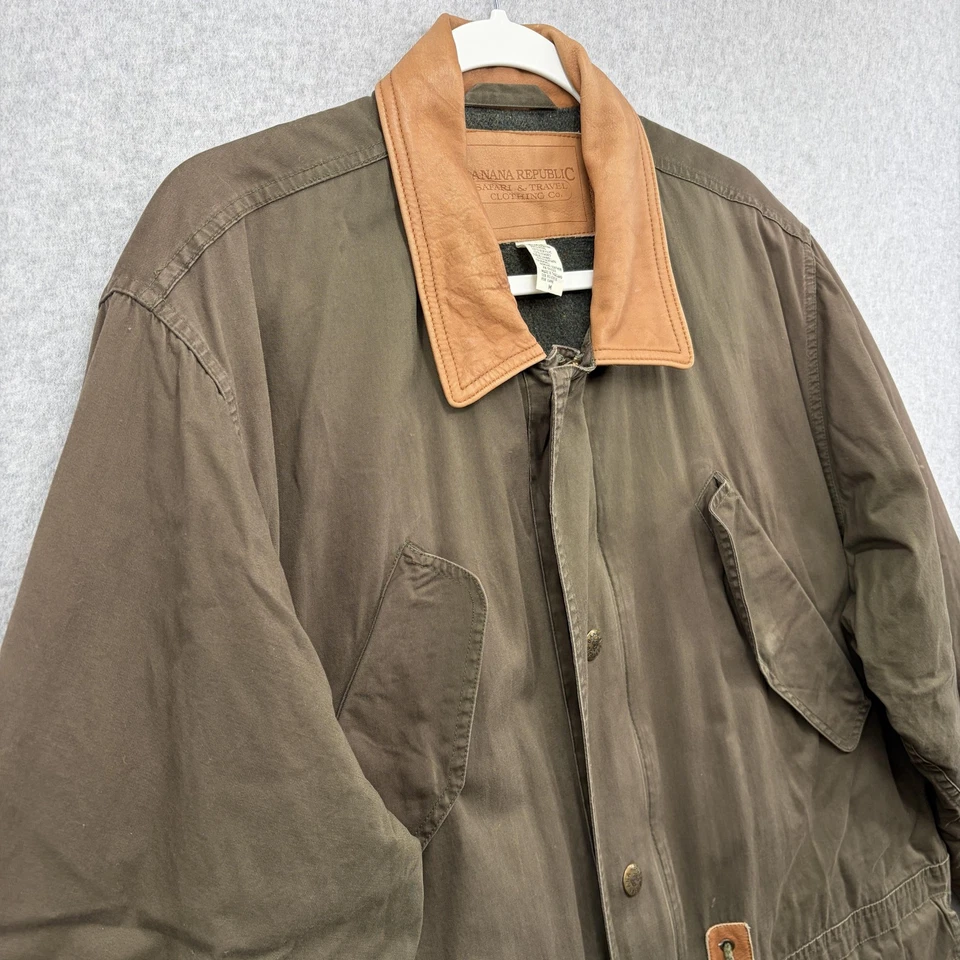复古 Banana Republic Safari Field 夹克男式中号橄榄皮领 — 第 4/4 张图片