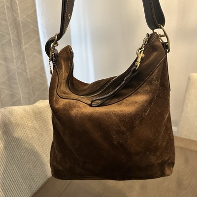 COACH VTG Legacy Brown Suede Hobo Bucket Shoulder Bag 9324