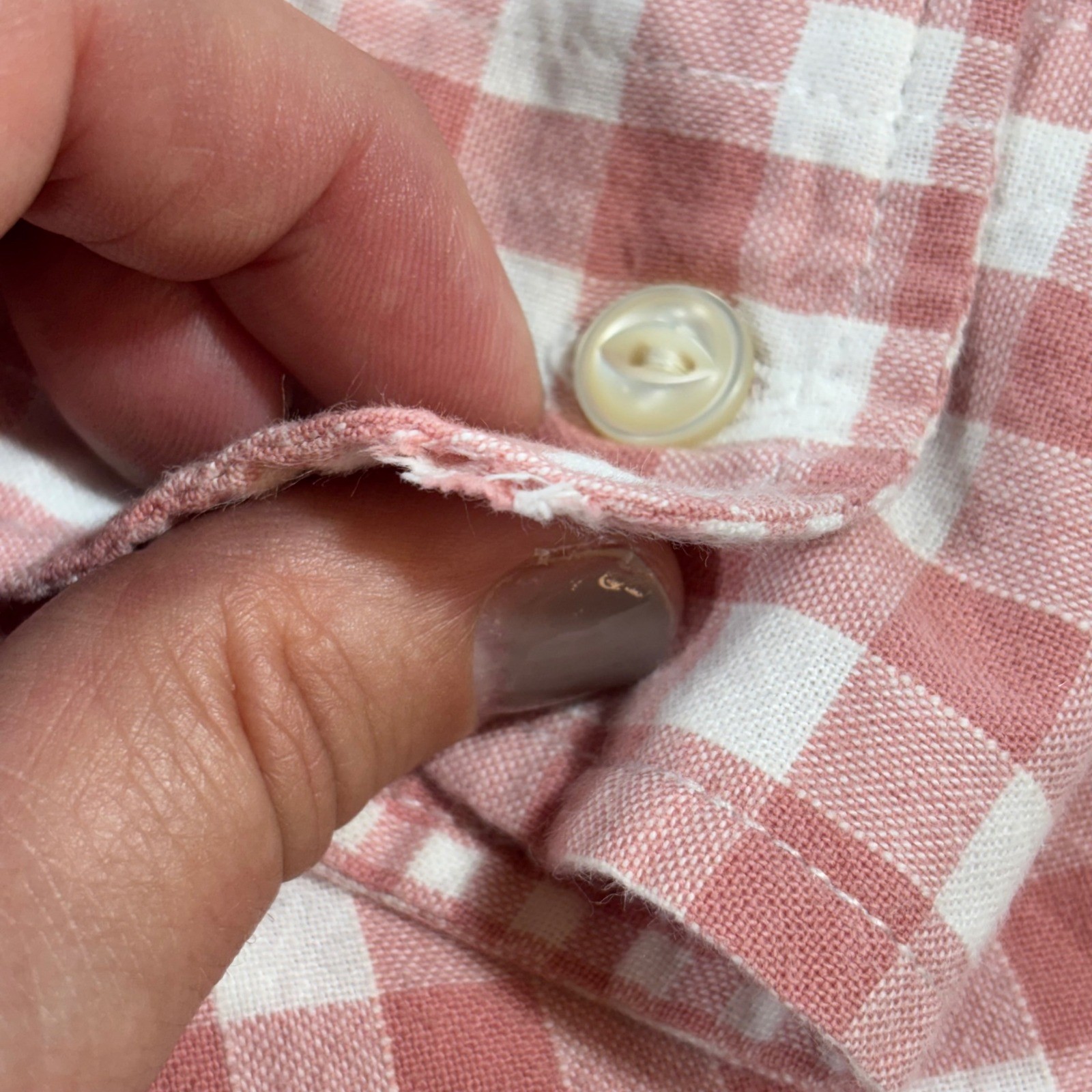 Lauren Jeans Co Ralph Lauren Womens Gingham Popover Half Button Shirt Pink Sz M thumbnail 5