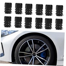 12PCS Car Tire Valve Stem Caps, Aluminum Alloy Air Caps Cover with 12pcs Black