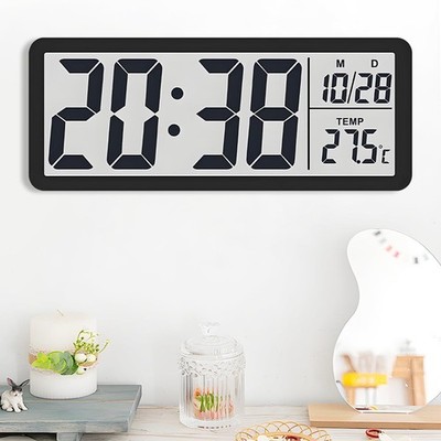 BIZOI Digitale Wanduhr, 8,5'' große LCD Digital Wanduhr mit Temperatur, D