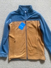 Columbia Boys Fleece Jacket Size Large NWT Blue Camel Brown Steens Mountain II