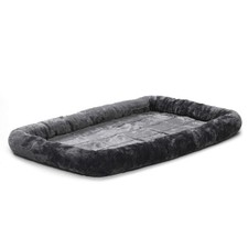 New World Dog Bed   Gray Faux Fur Bolster, Ultra-Soft and Machine Washable