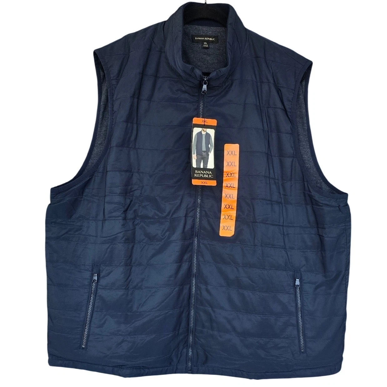 Banana Republic Mens Puffer Vest Full Zip Quilted Navy Blue XXL