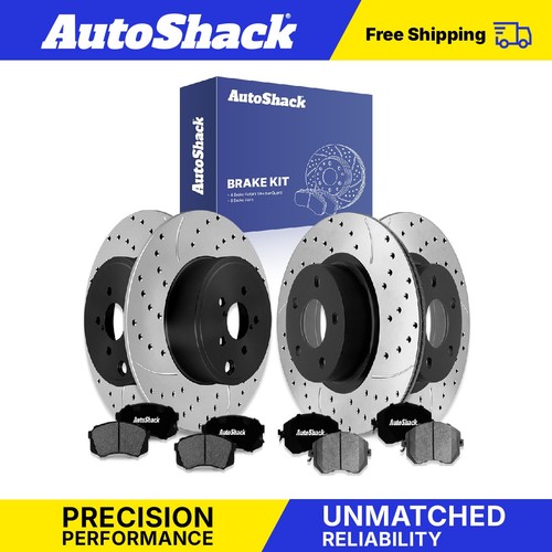 ACB ZONE Front & Rear Drilled Slotted Rotors + Ceramic Pads For Subaru Outback Forester Impreza - View #2