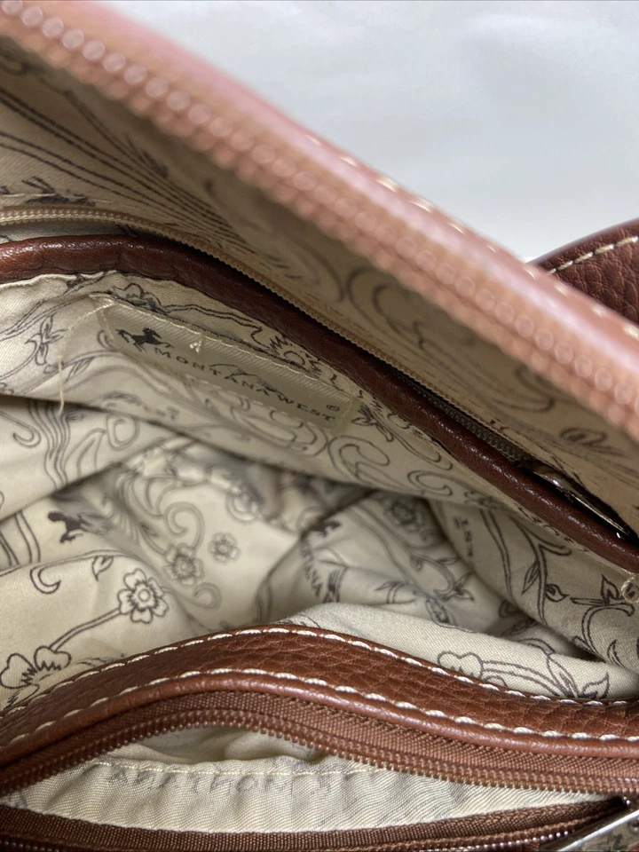 Montana West Conceal Carry Shoulder Bag Brown Pleather Rhinestone Bling - Image 3 of 4