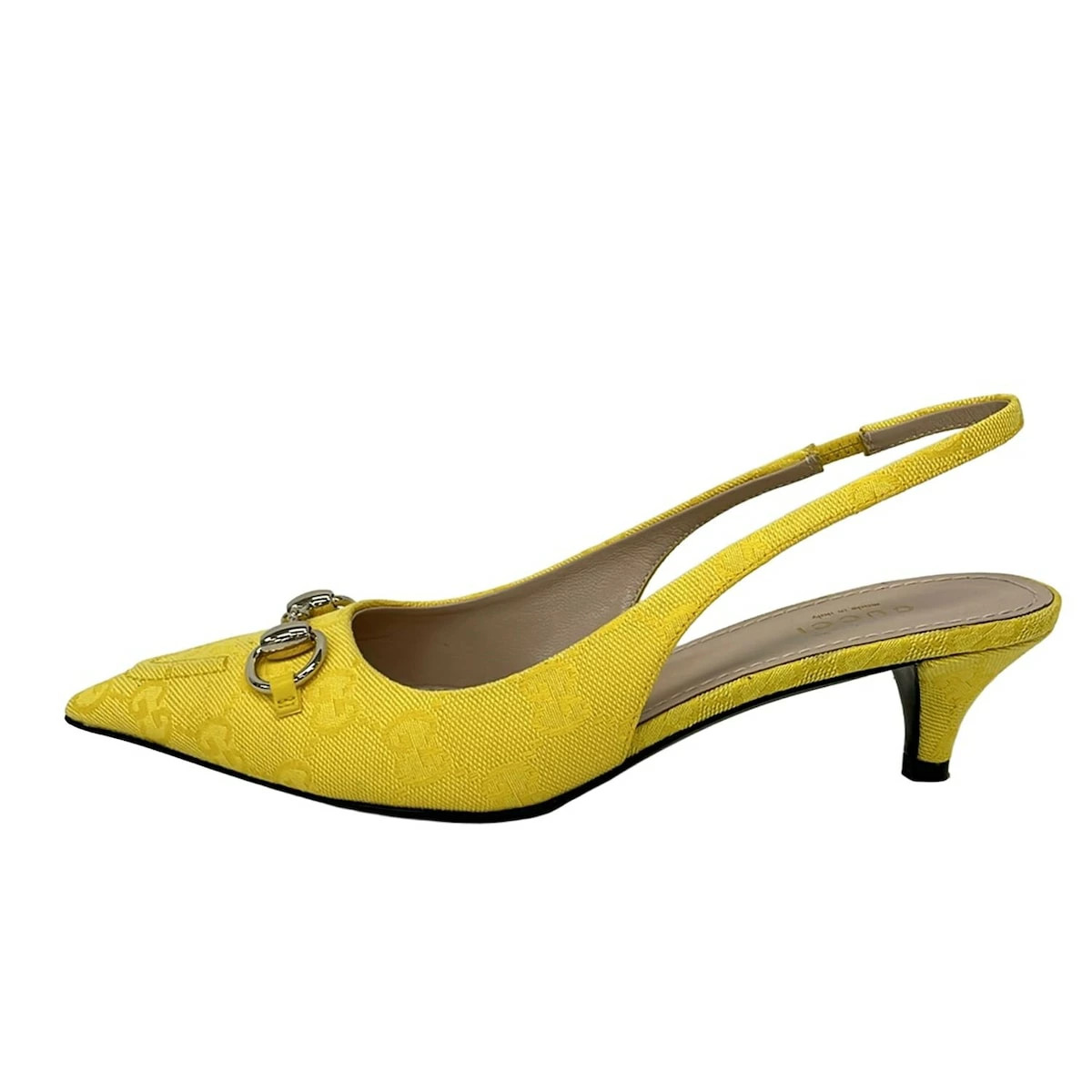 GUCCI sandals GG pattern/horsebit yellow x silver