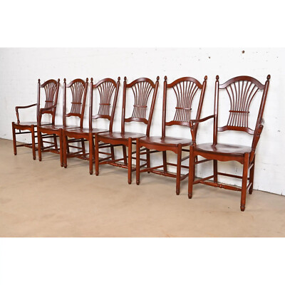 Ethan Allen Style Shaker Solid Cherry Wood Dining Chairs, Set of