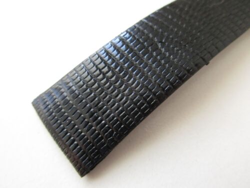 Black 1960's teju-lizard print 19 MM vintage leather watch band strap - Picture 3 of 9