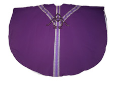 MESSGEWAND STOLA KASEL VIOLETT ALFA OMEGA STICKEREI PRIESTER ALTAR KIRCHE MESSE