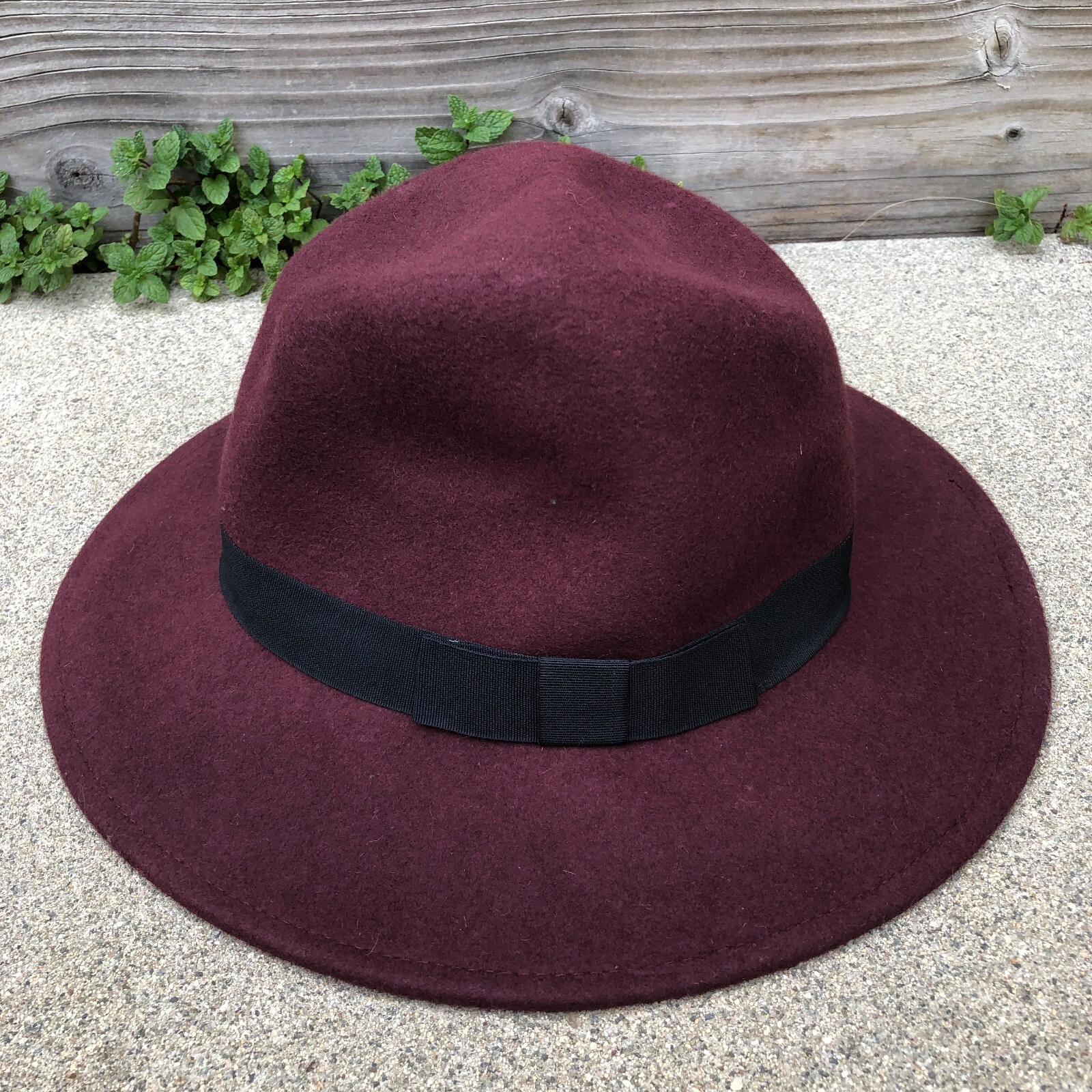 PRIMARK Fedora Hat Women's One Size 100% Wool Purple Wide Brim Cap
