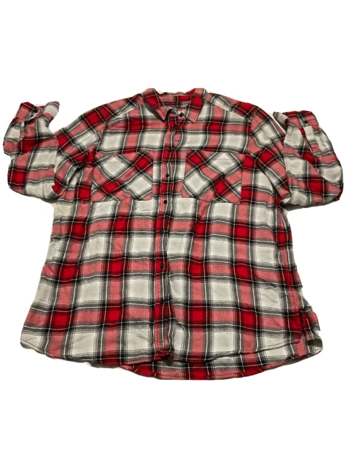 Camisa de vestir Express Boyfriend manga larga grande a cuadros roja negra gris blanca Foto 4 de 4