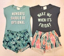 Justice Girls Oh So Soft Lounge Wear Mix Match PJ Sets 10 12 Blue Pink Tie Dye