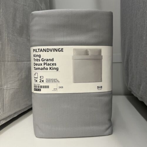 New IKEA PILTANDVINGE King Duvet Cover and Pillowcase Gray 805.791.05 - Picture 3 of 5