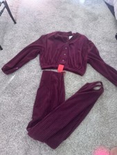 Fredrick's of hollywood Purple vintage set 1980's- sturrip pants and top - NWT