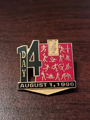 Vintage 1996 Atlanta Olympics Day 14 Of The Games August 1st Lapel Hat Pin