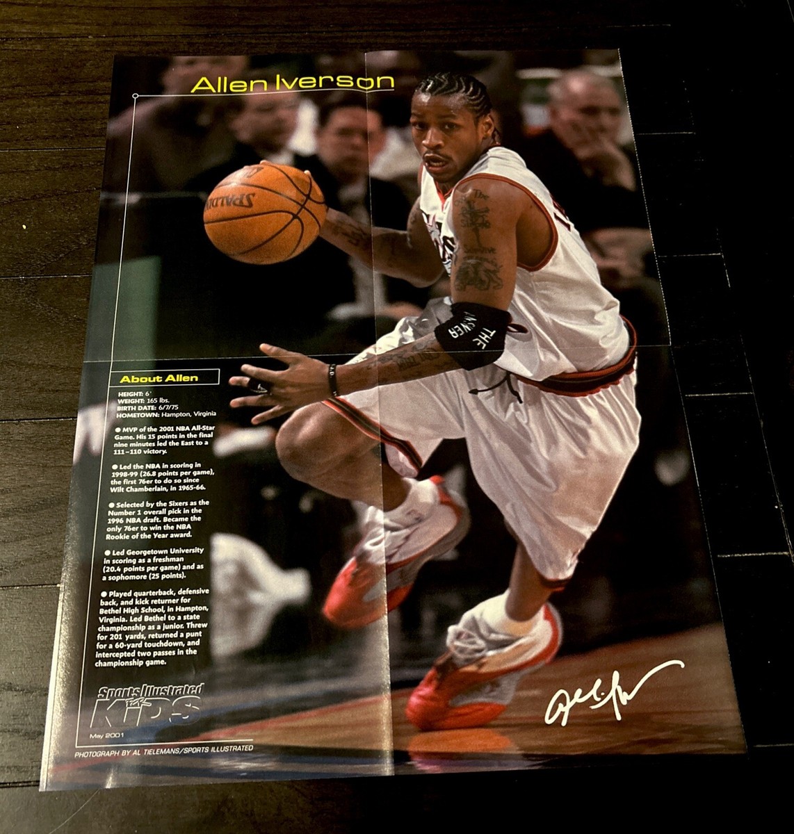 ALLEN IVERSON RARE COVER 2001 JUMBO POSTER CENTERFOLD 76ERS NO