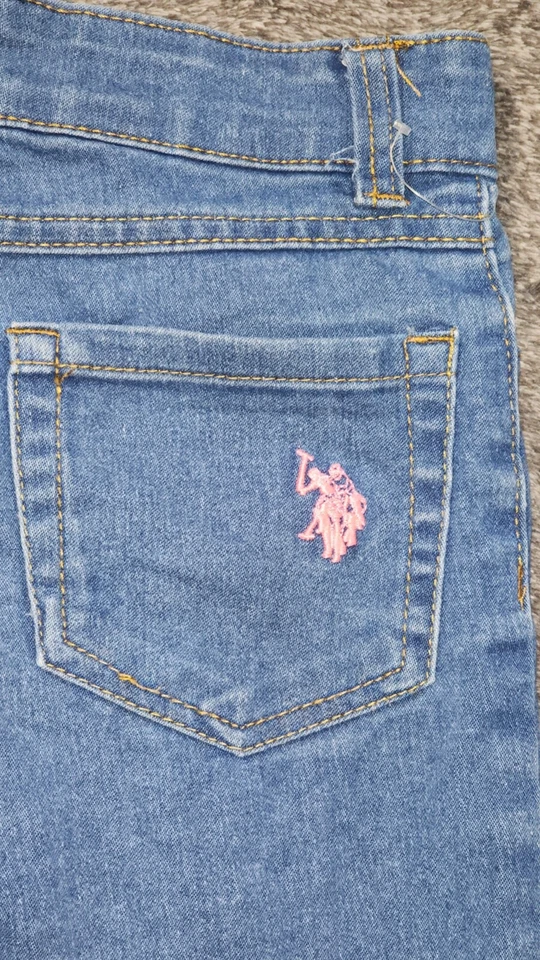 Pantalones cortos de mezclilla azules para niñas US Polo ASSN talla 8 Foto 3 de 4