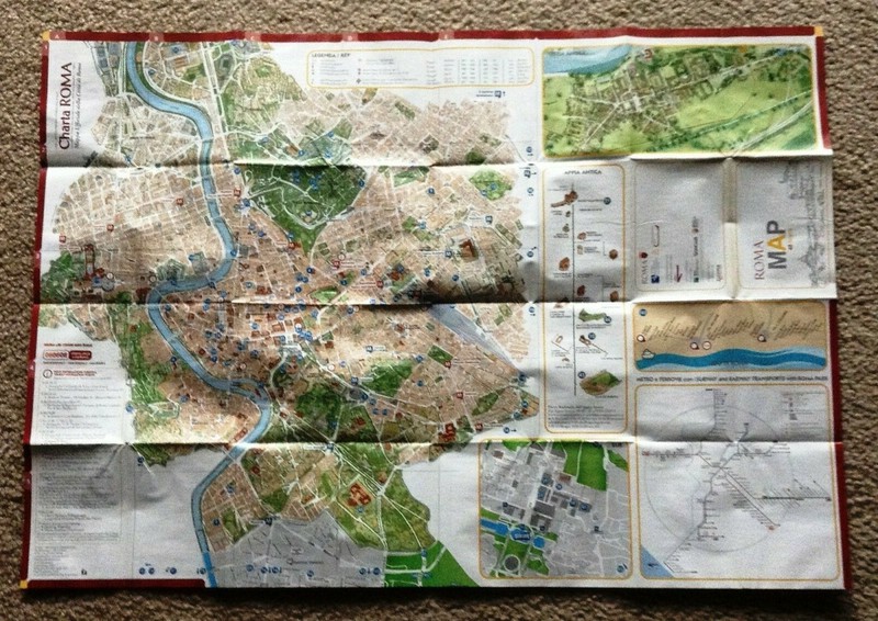 Nice! Large Rome Travel Map 26.5" x 19" Roma Travel Metro Main Attractions