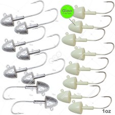 16pcs 1oz Shad Bullet Jig Head unpainted N glow for Scampi Perch Grub Swim plain