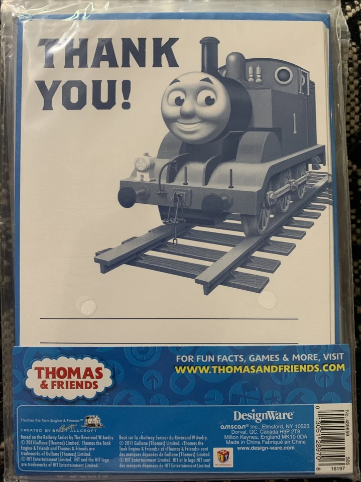 Thomas the Tank Train Engine Thank You Postcards with envelopes and seals 8ct. - Image 2 of 2