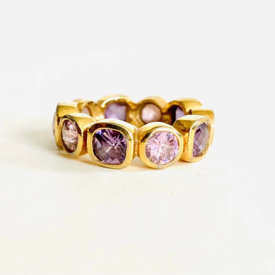 Brass Ring Pink Purple Jared Lehr's Sapphire Style Mid-Century Fashion Gold MCM - Image 2 of 4
