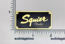 Squire by Fender Logo for Amp or Case Badge Custom Made Gold & Brown Aluminum