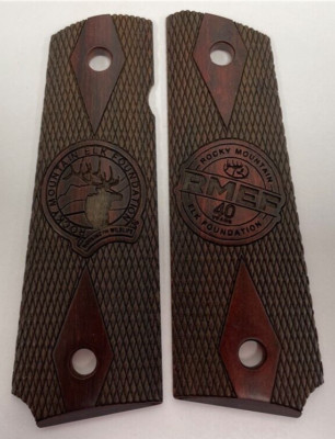SLIM THIN PANEL RMEF 40th Anniversary 1911 Govt Checkered Rosewood Grip Altamont