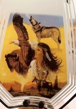 New Vintage OK lighting Lamp Native American Woman & Animals 3 way touch Lamp
