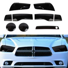 9pc Smoked Headlight Taillight Light Lamp Cover Trim Kit For Dodge Charger 11-14