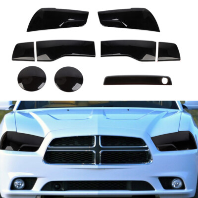 9pc Smoked Headlight Taillight Light Lamp Cover Trim Kit For Dodge Charger 11-14