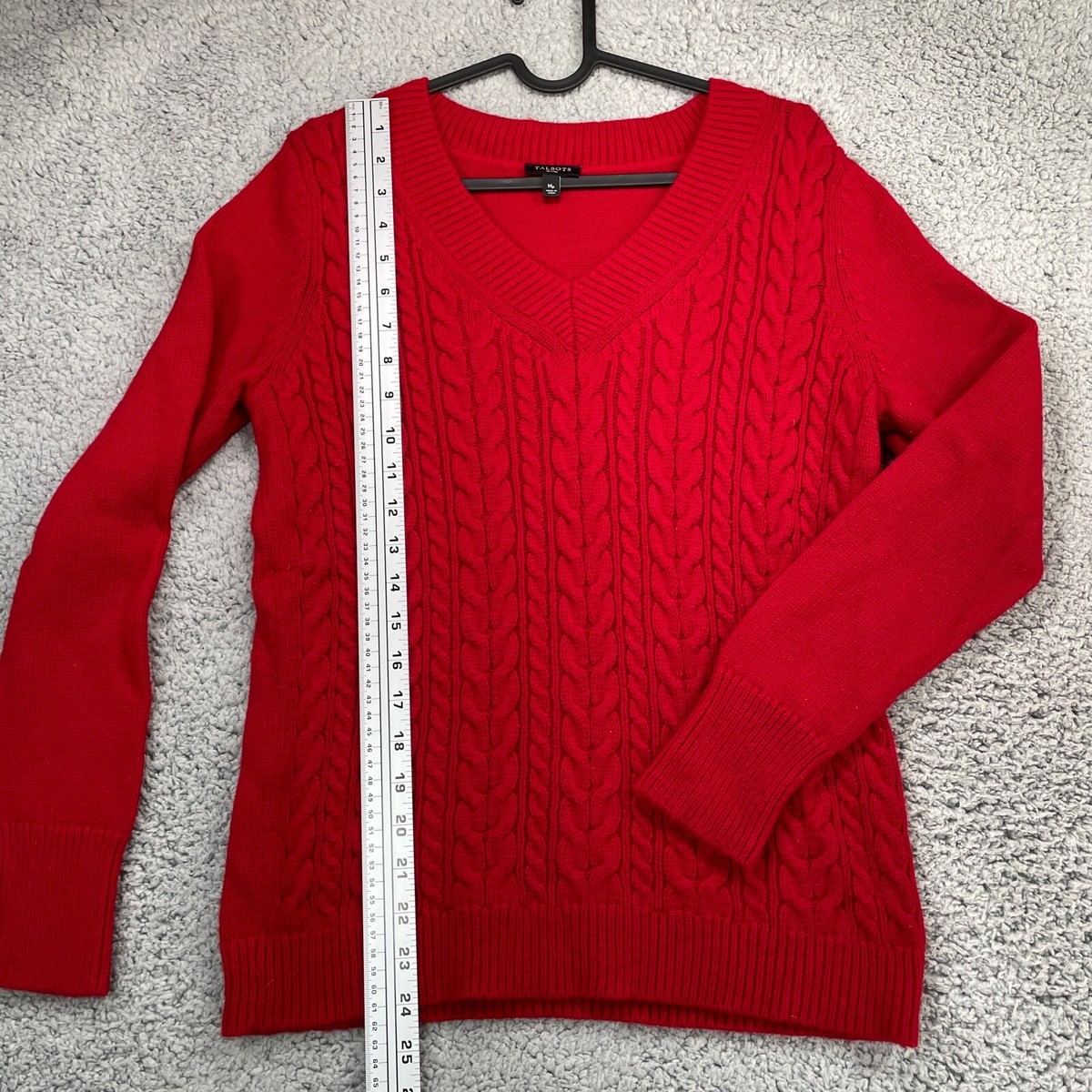 Talbots Petite Women's Size M Red Knit Long Sleeve Pullover