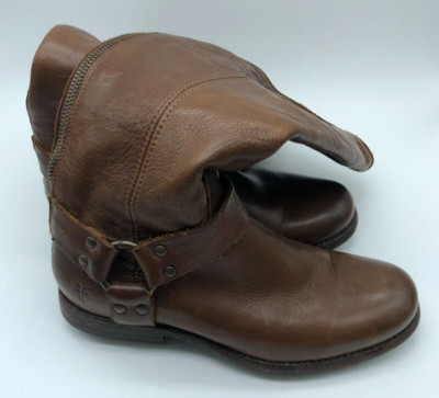 Frye 4001 Womens Boots Brown Leather Harness Riding  Back Zip Size 6 B