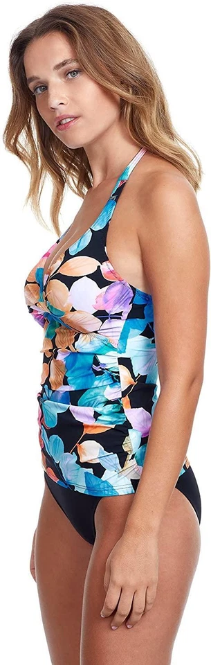 Profile by Gottex 281069 Women's Color Rush Halter Tankini, Black Multi, 42 - Image 2 of 3