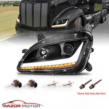 2011-2019 For Peterbilt 579 587 Led Signal Black Projector Headlights Left Side