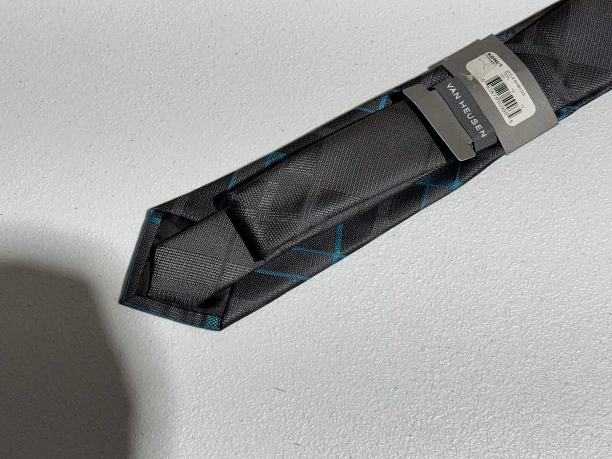 Van Heusen Necktie Men's Striped Plaid Gray/Blue Dress Tie | eBay