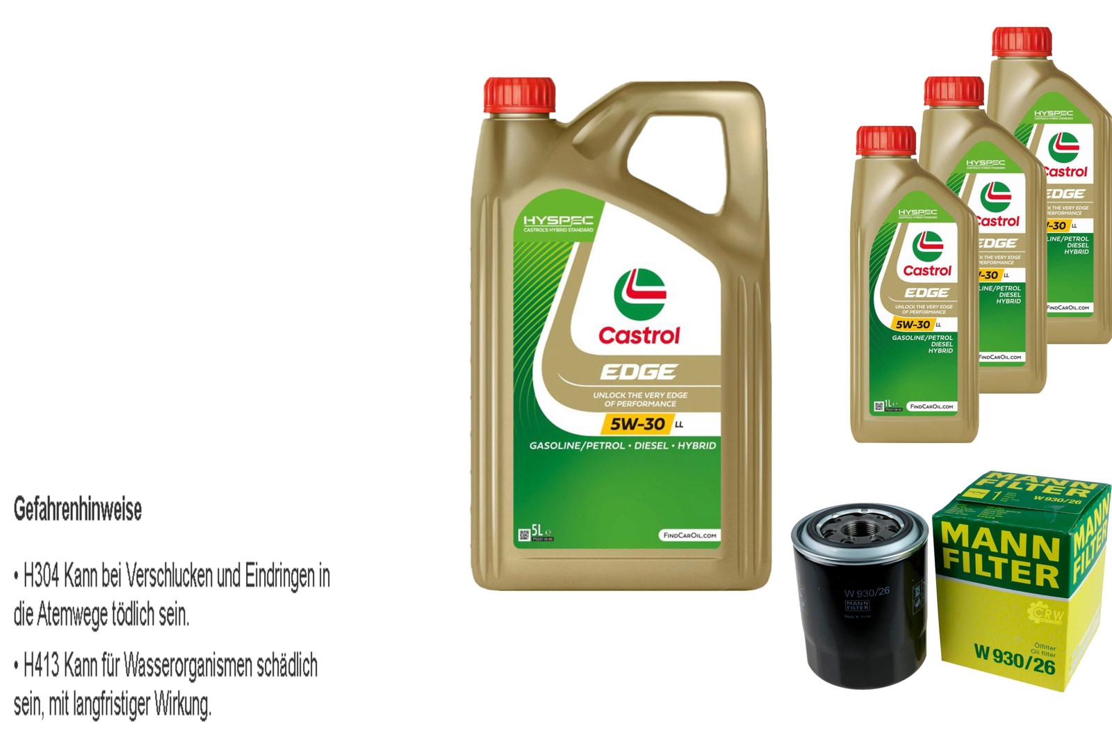 Kit para Inspección Filtro Castrol 8L Aceite 5W30 para Hyundai H-1 Viaje Tq 2.5
